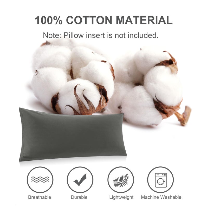PiccoCasa 100% Egyptian Cotton Body Pillow Cover | Soft 300 Thread Count Pillowcase | Breathable Pillow Case with Zippered Closure | No Wrinkle | No-Fade | Dark Gray | 20"x48" - Image 4